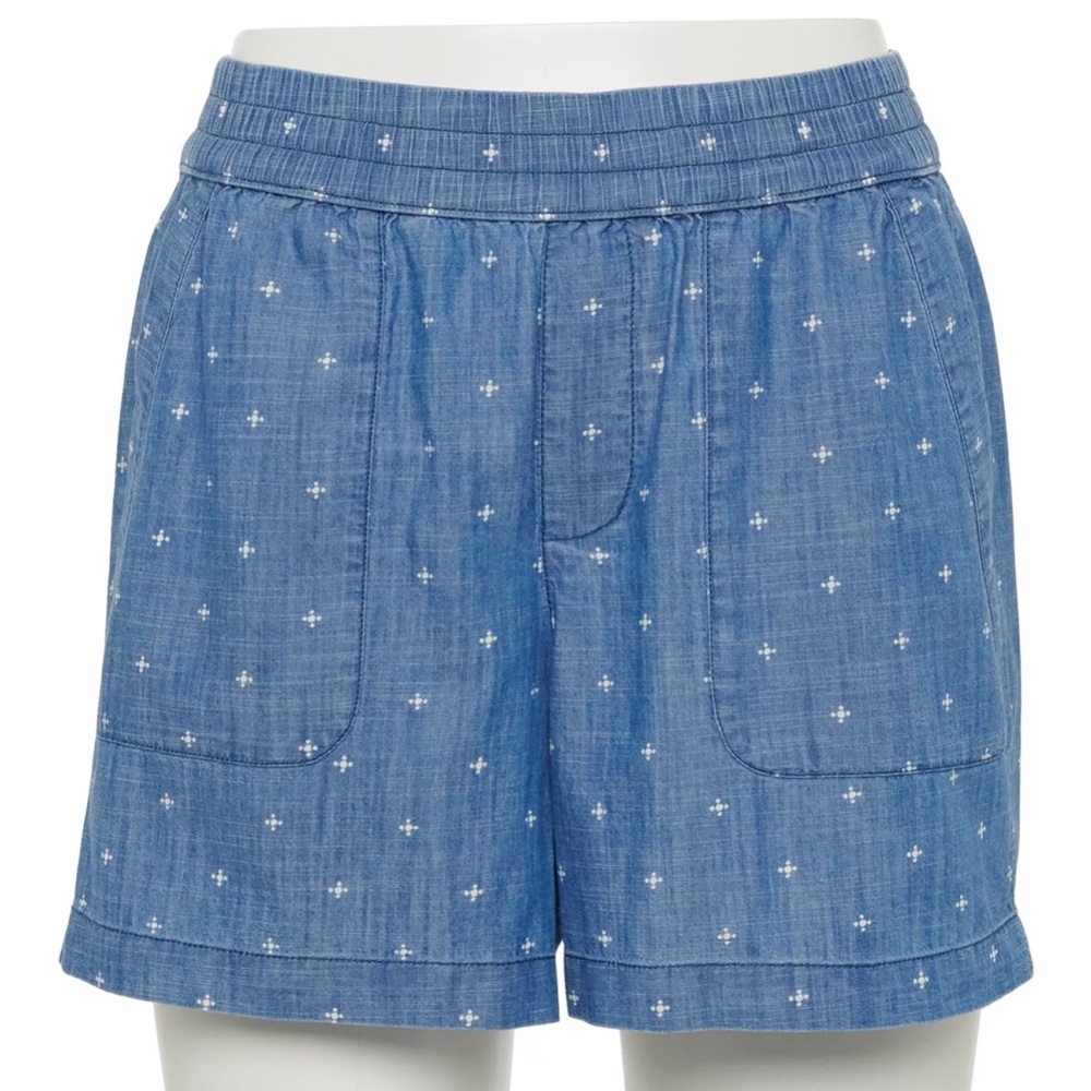 Blue Plus Size Dot Print Shorts